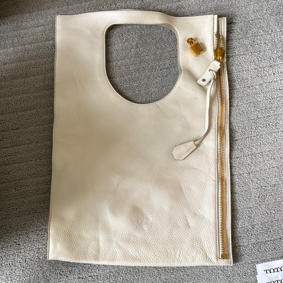 Tom Ford Cream and Gold Modern Tote Bag